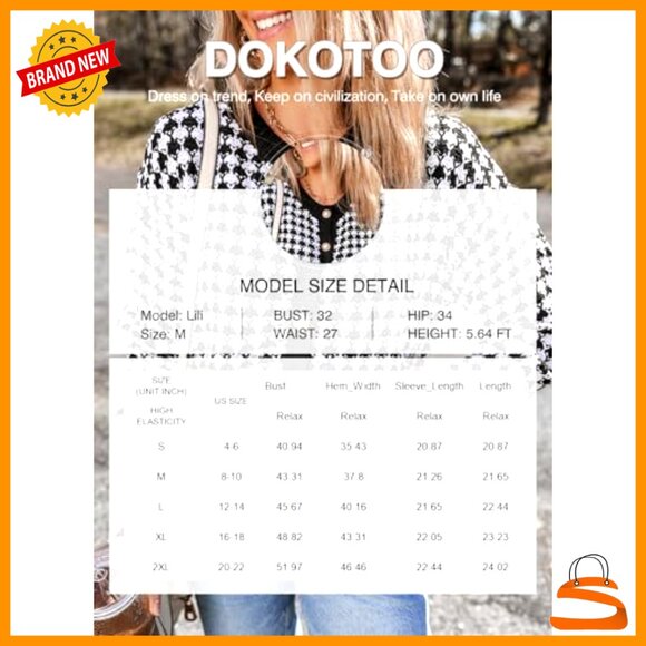 V-Neck Button Down Cardigan Sweater, Long Sleeve Plaid Knit, Relaxed Fit - Picture 6 of 7